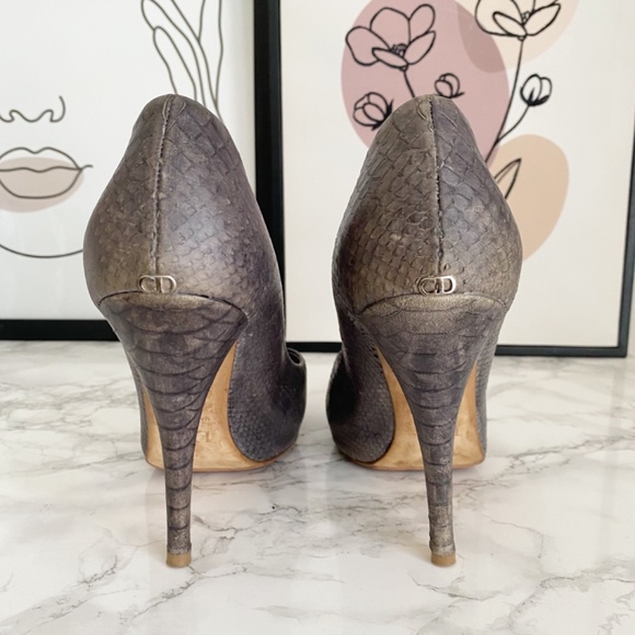 Christian Dior Miss Dior Snakeskin Grey Python Embossed Stiletto Pumps 40 / 10 - Picture 8 of 14